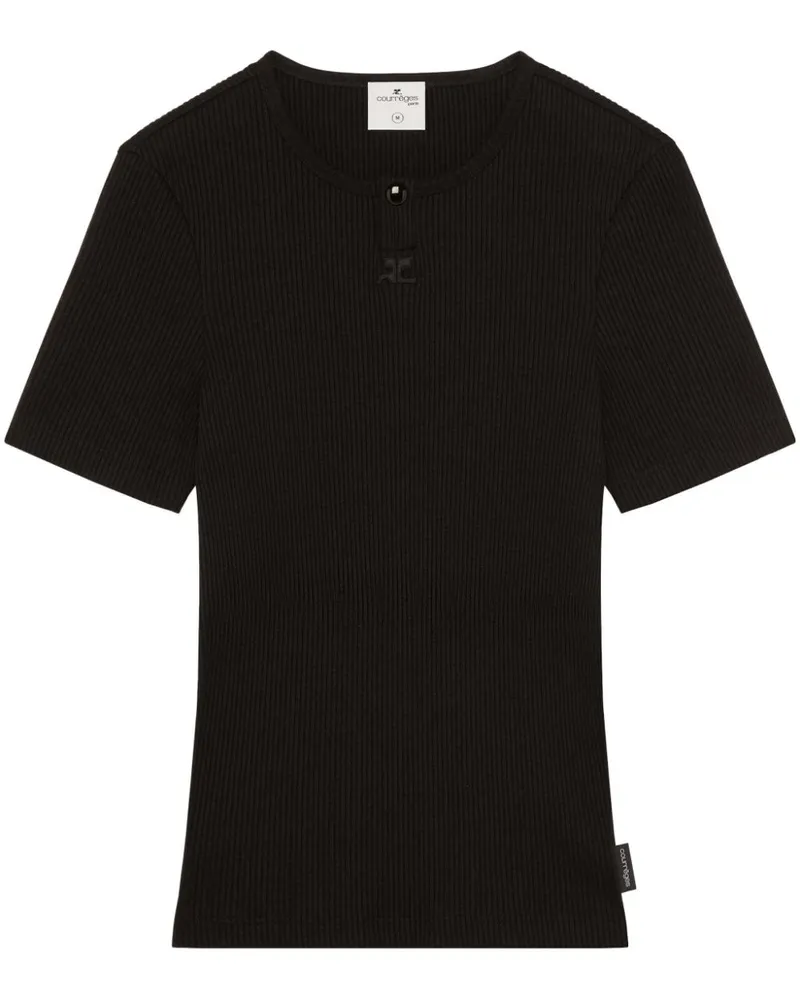 Courrèges Besticktes Jersey-T-Shirt - Schwarz Schwarz