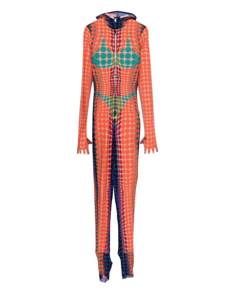 Jean Paul Gaultier hooded polka-dot all in one - Orange Orange