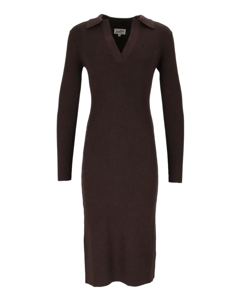 MC2 Saint Barth ribbed-knit long-sleeve midi dress - Braun Braun