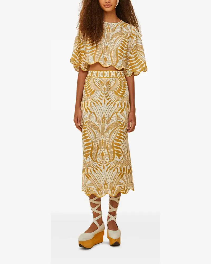 FARM Rio Bluse mit Vogel-Print - Weiß Weiß
