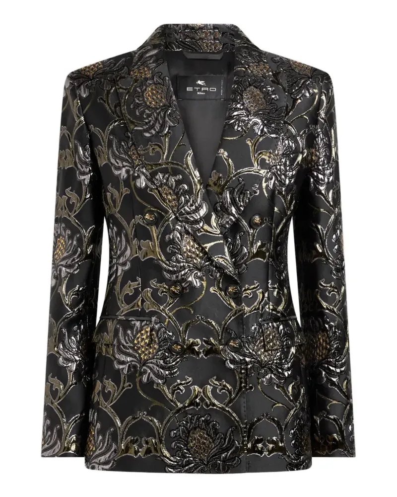 Etro Doppelreihige Jacquardjacke mit Damask-Motiv - Schwarz Schwarz