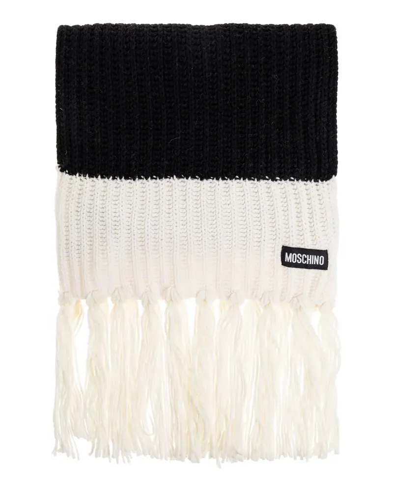 Moschino Gerippter Schal mt Franseni - Schwarz Schwarz
