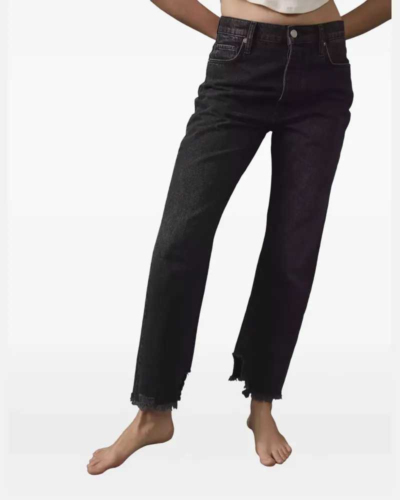 Free People frayed-hem cotton jeans - Schwarz Schwarz