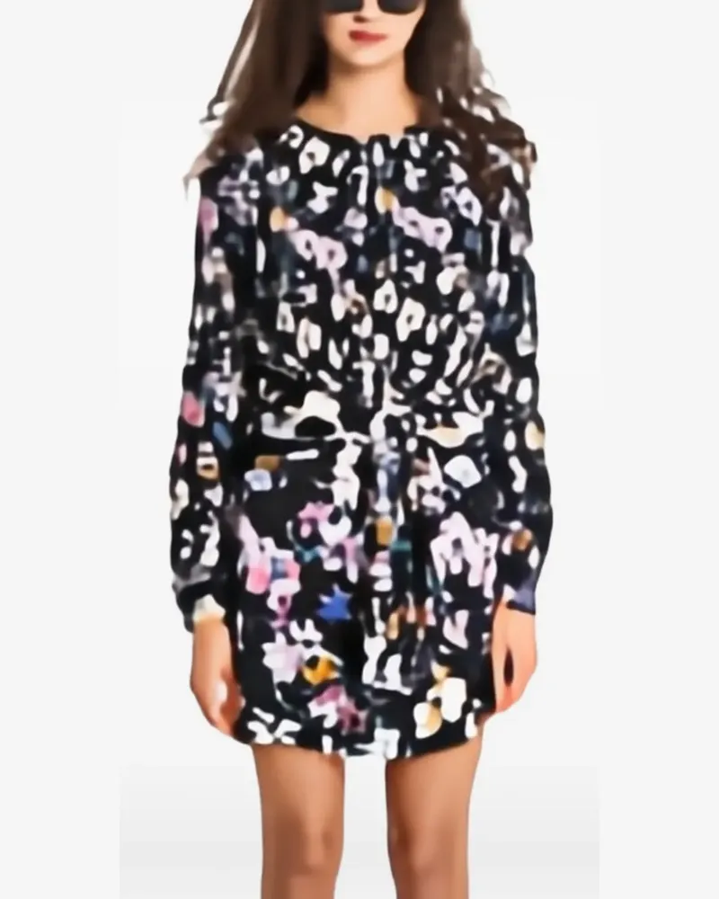 Desigual Gebundenes Kleid mit Blumenprint - Schwarz Schwarz