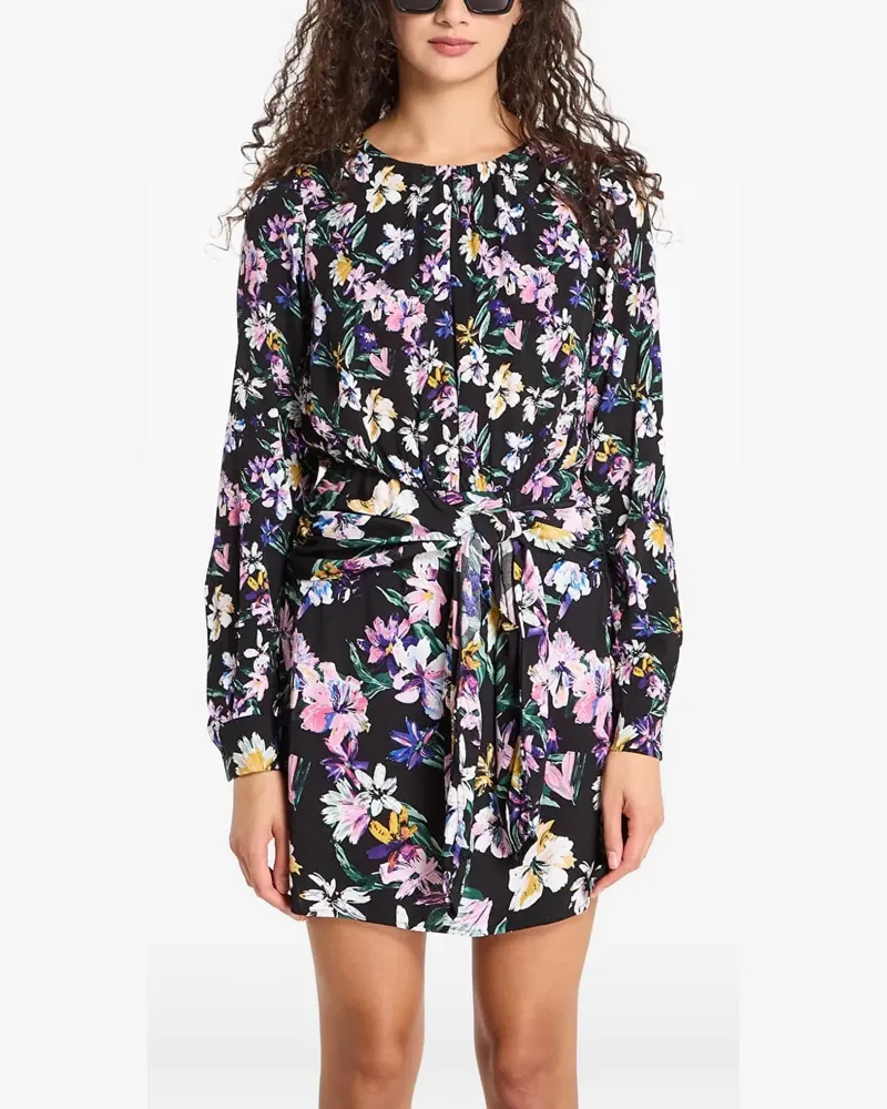 Desigual Midikleid mit Blumen-Print - Schwarz Schwarz