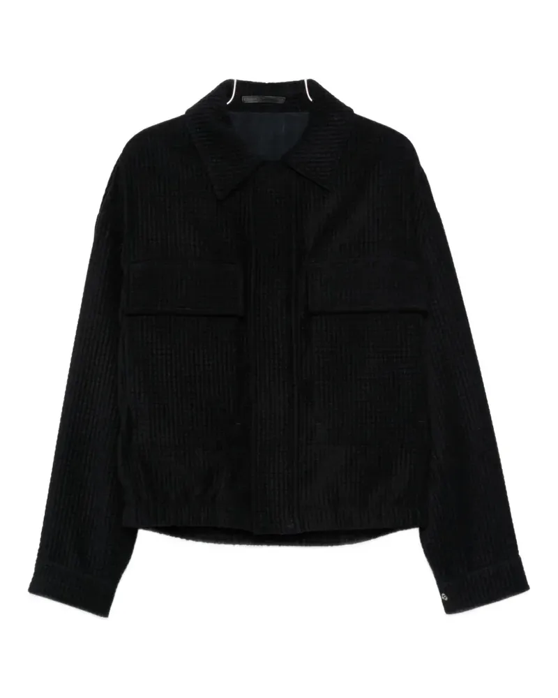 Giorgio Armani Waffelstrick-Jacke mit Brusttasche - Blau Blau