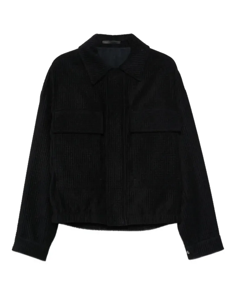 Giorgio Armani Waffelstrick-Jacke mit Brusttasche - Blau Blau