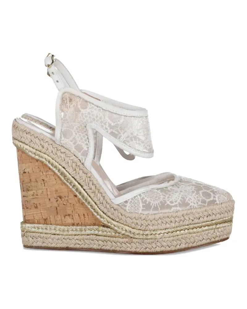 Nicholas Kirkwood lace ankle-strap wedges - Weiß Weiß