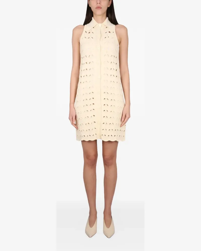 Max Mara Rivle pointelle button mini dress - Nude Nude