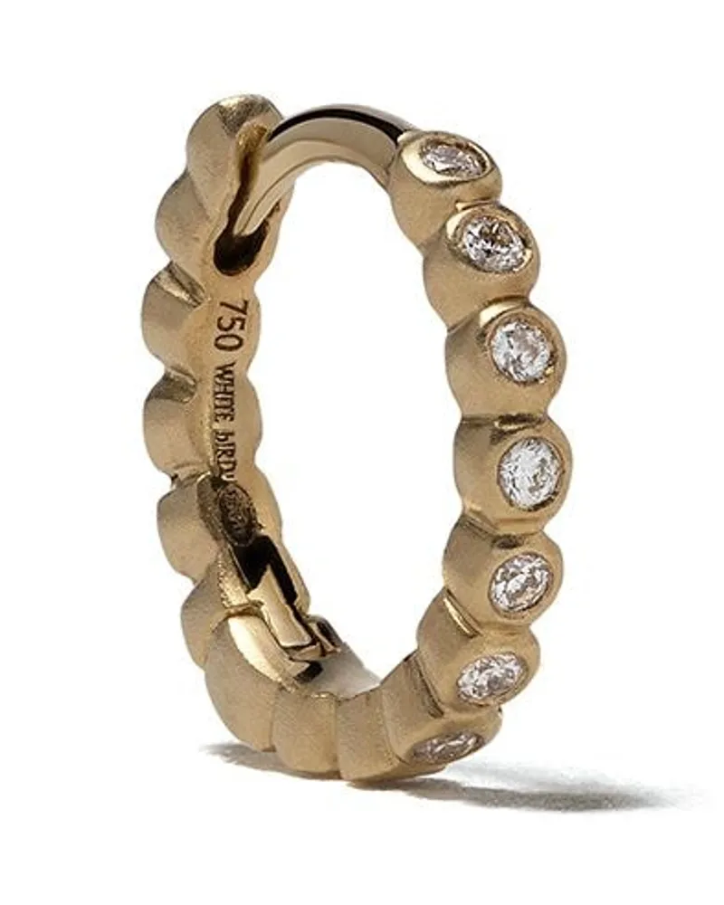 WHITE BIRD 18kt Goldcreole mit einem Diamanten Gold