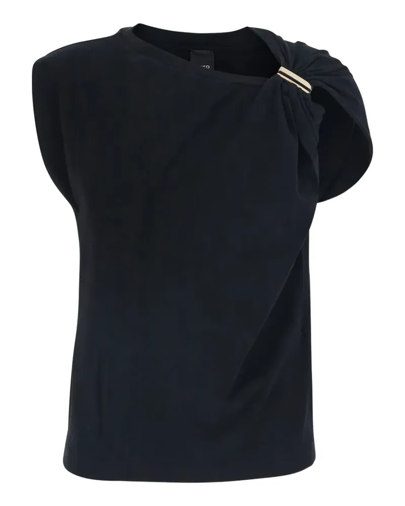 Pinko T-Shirt mit gedrehtem Detail - Schwarz Schwarz