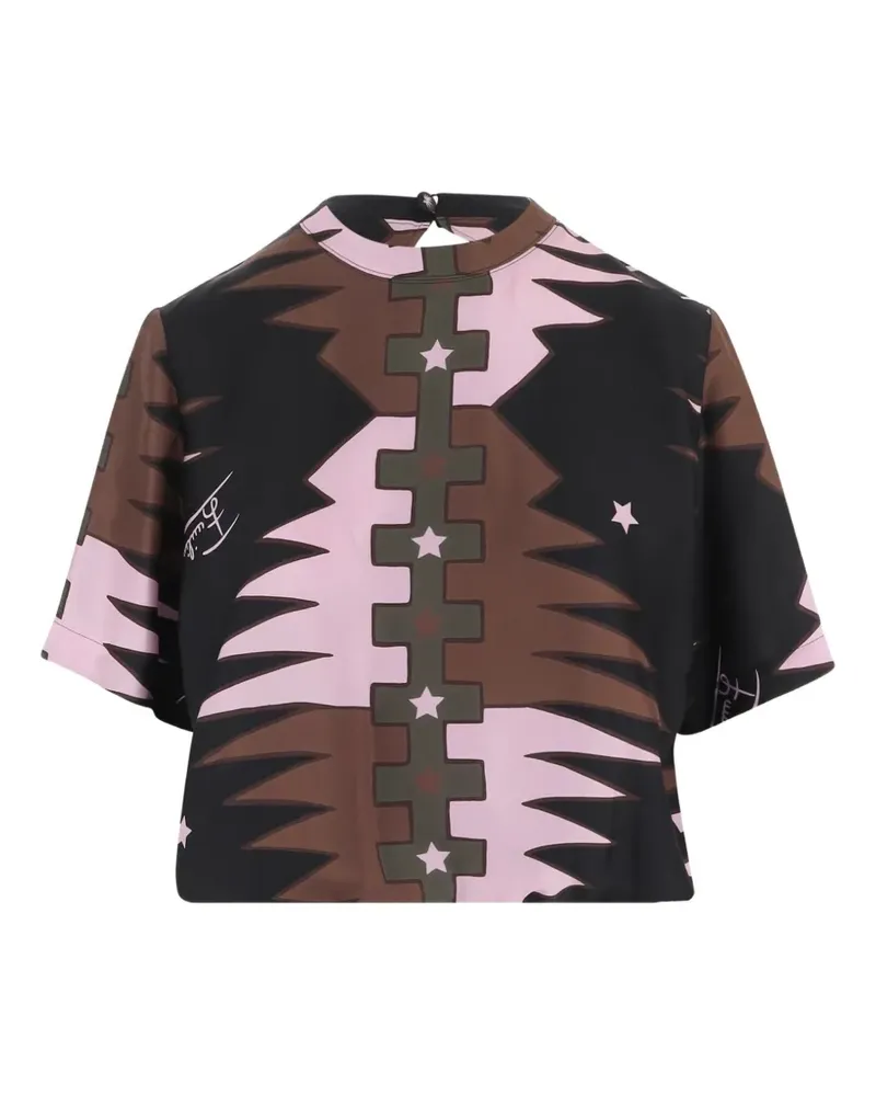 Emilio Pucci Seidenoberteil mit Valdimontone-Print - Schwarz Schwarz