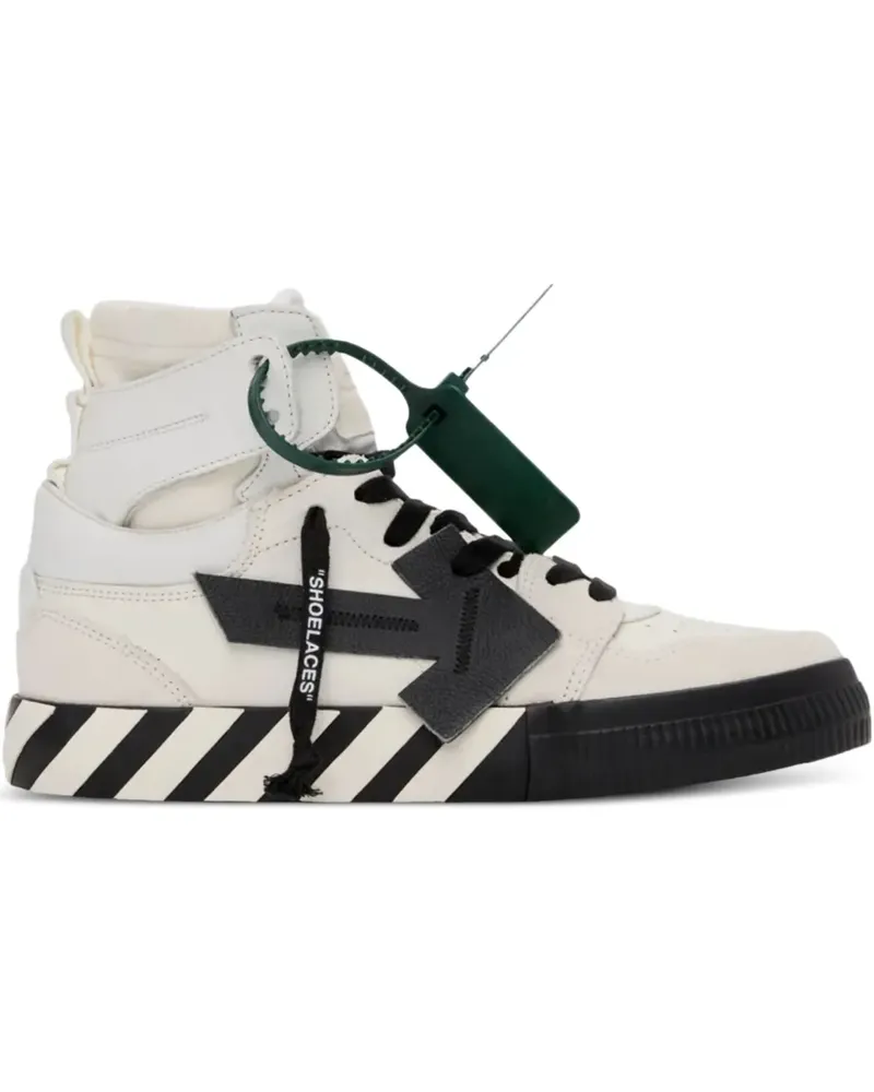 OFF-WHITE High Top Vulcanized "White/Black" Sneakers - Weiß Weiß