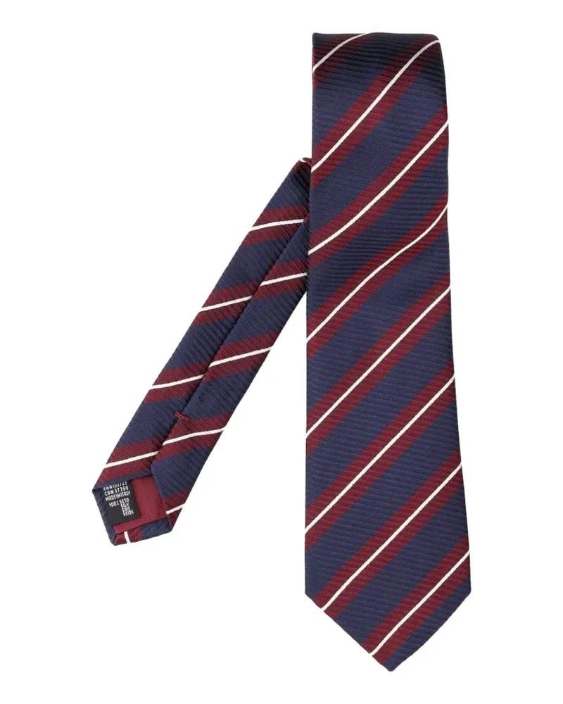 Giorgio Armani Regimental Krawatte mit diagonalen Streifen und Logo-Stickerei - Blau Blau