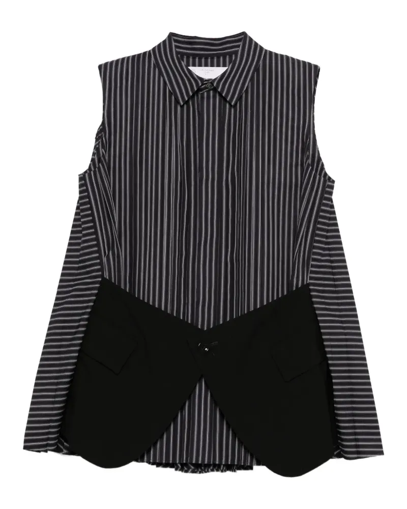 Sacai striped pocket shirt - Blau Blau