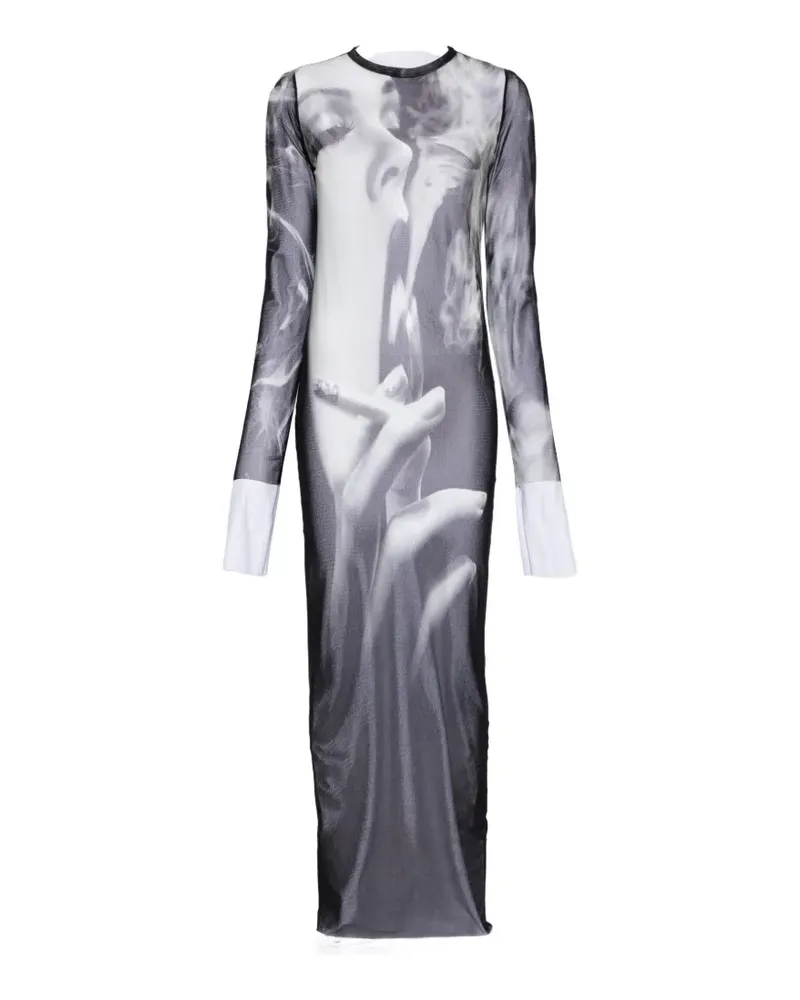 Jean Paul Gaultier crew neck long-sleeve maxi dress - Schwarz Schwarz