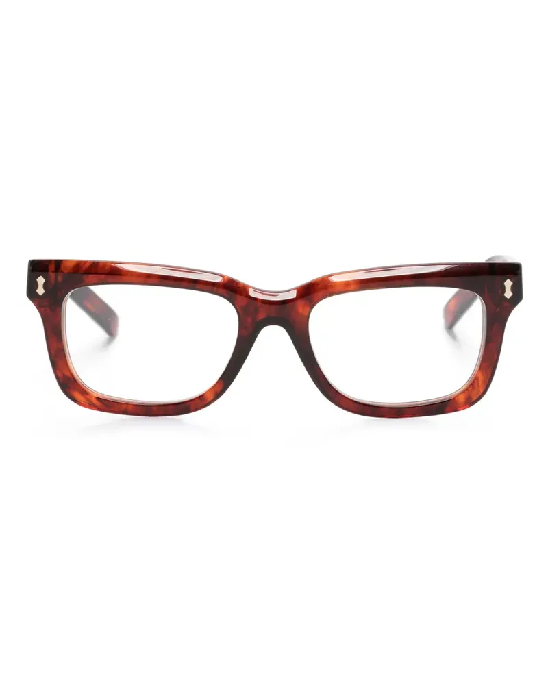 Gucci Eckige Brille mit Logo-Gravur - Braun Braun