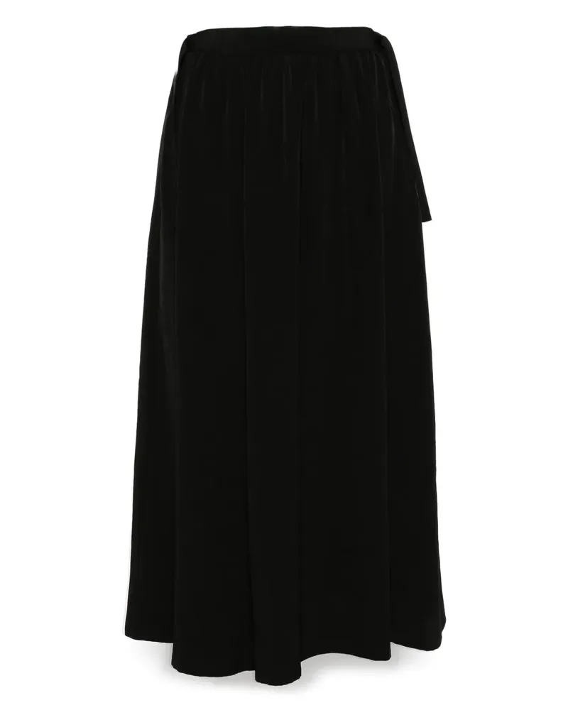 Yohji Yamamoto Geraffte Hose aus Chinakrepp - Schwarz Schwarz