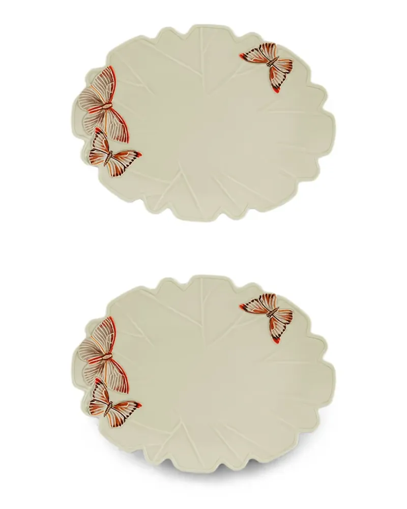 Bordallo Pinheiro x Claudia Schiffer Cloudy Butterflies Teller (2er-Set) - Weiß Weiß