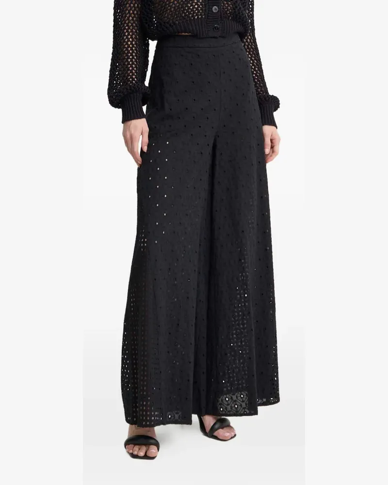 Twin-Set broderie-anglaise palazzo pants - Schwarz Schwarz