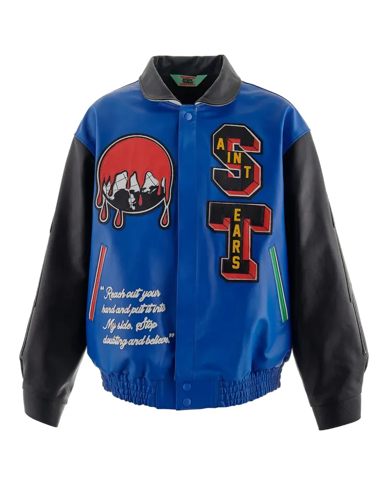 SAINT MXXXXXX Denim Tears varsity leathe jacket - Blau Blau
