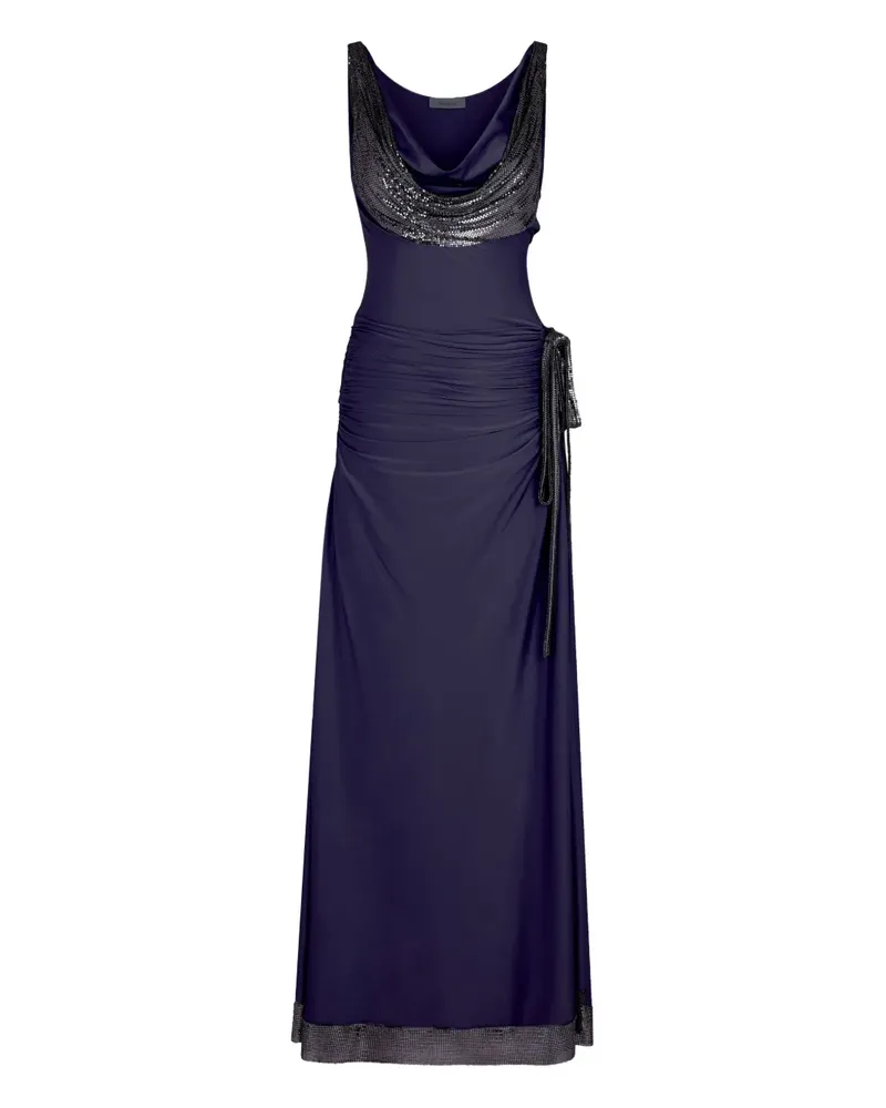 Paco Rabanne cowl-neck sequin-detail dress - Blau Blau