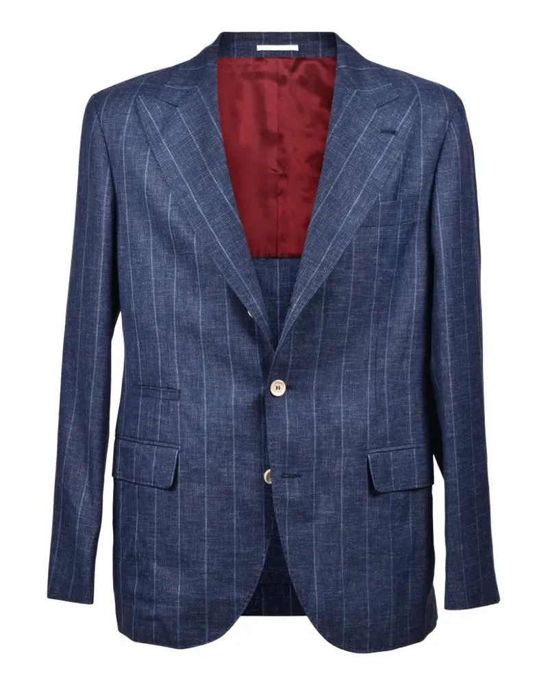 Brunello Cucinelli pinstripe wool blazer - Blau Blau