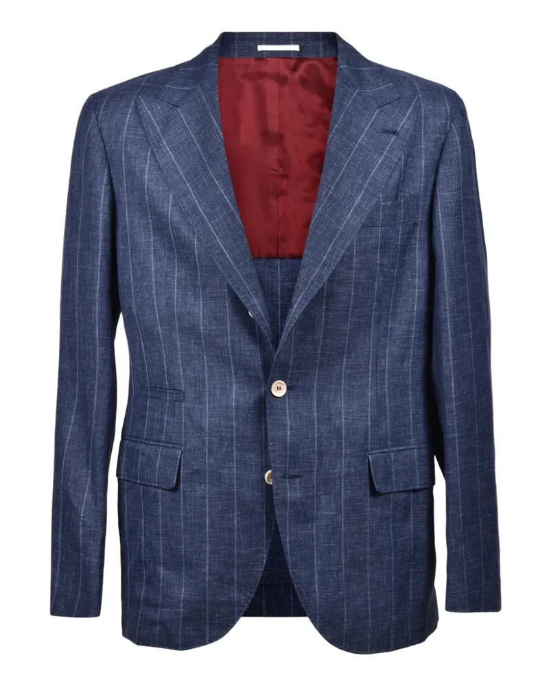 Brunello Cucinelli pinstripe wool blazer - Blau Blau