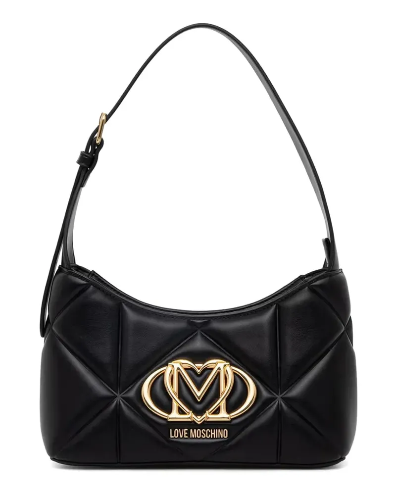 Moschino Gesteppte Tote Bag mit Logo-Schild - Schwarz Schwarz