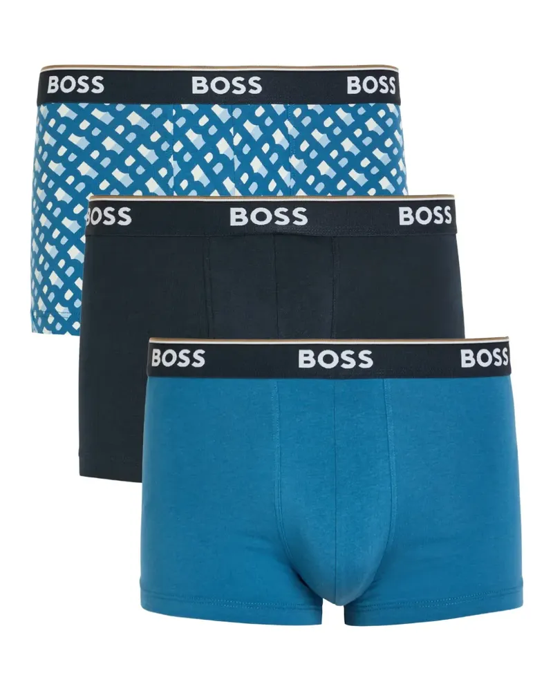 HUGO BOSS Boxershorts mit Logo-Bund (3er-Set) - Blau Blau