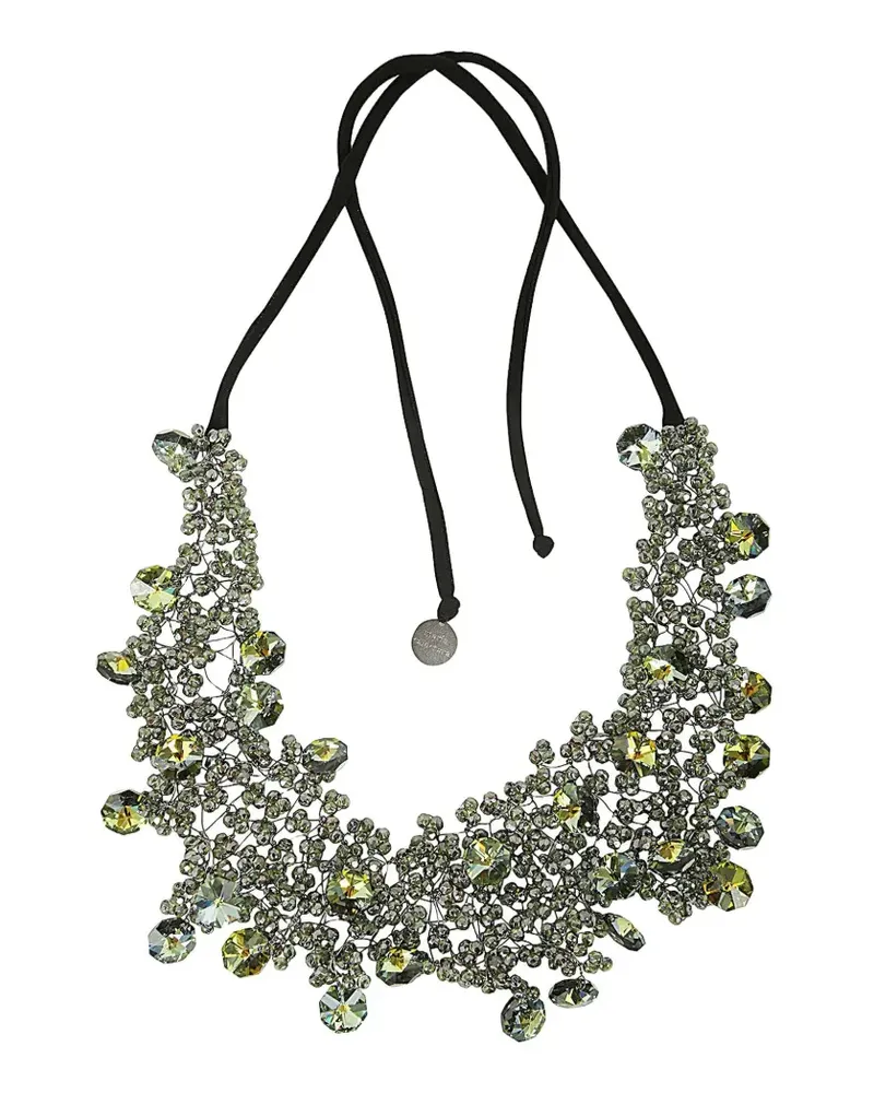 Maria Calderara Kristallverzierter Body mit Perlen - Silber Silber