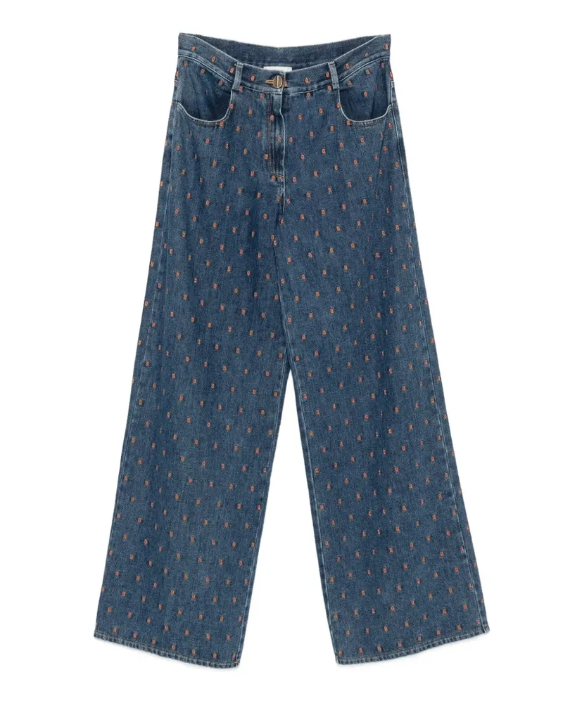 forte_forte Bestickte Wide-Leg-Jeans - Blau Blau