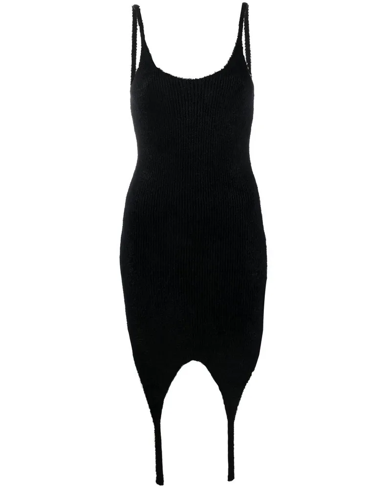 Balmain Geripptes Spaghettikleid - Schwarz Schwarz