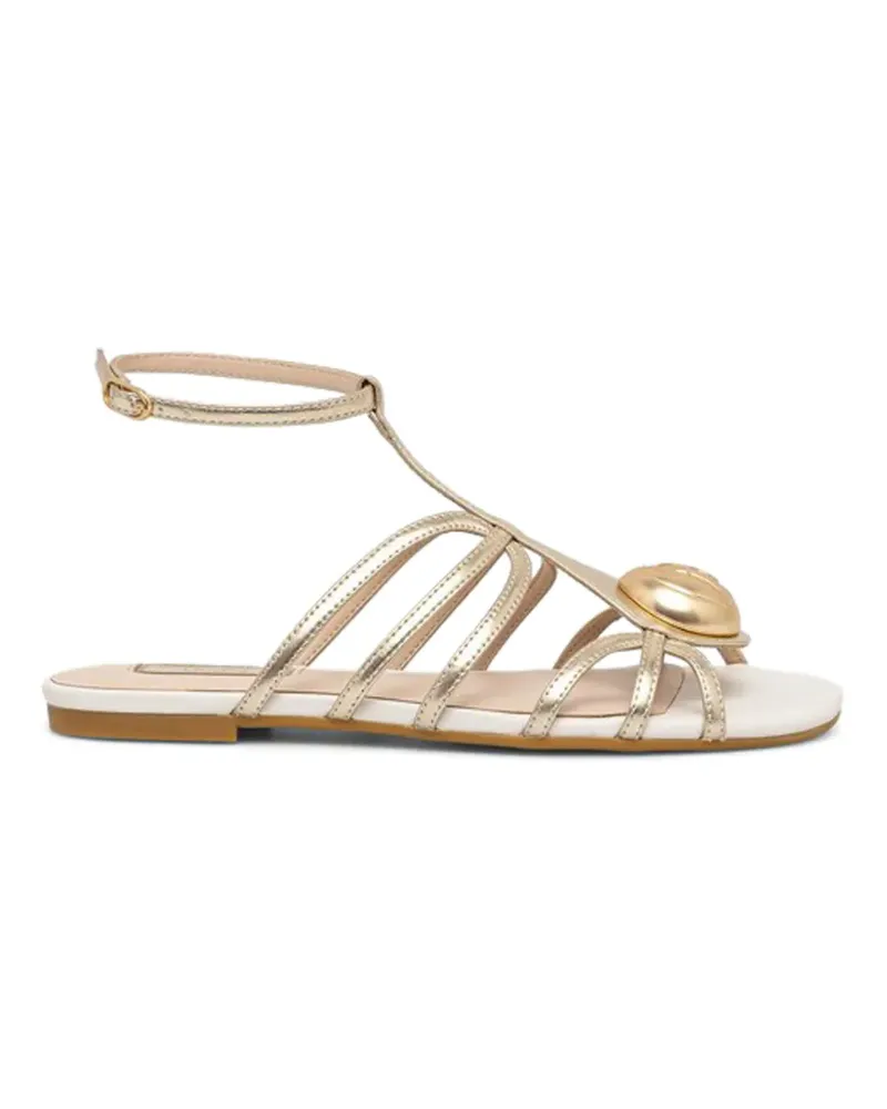 Liu Jo t-bar logo detail sandals - Gold Gold