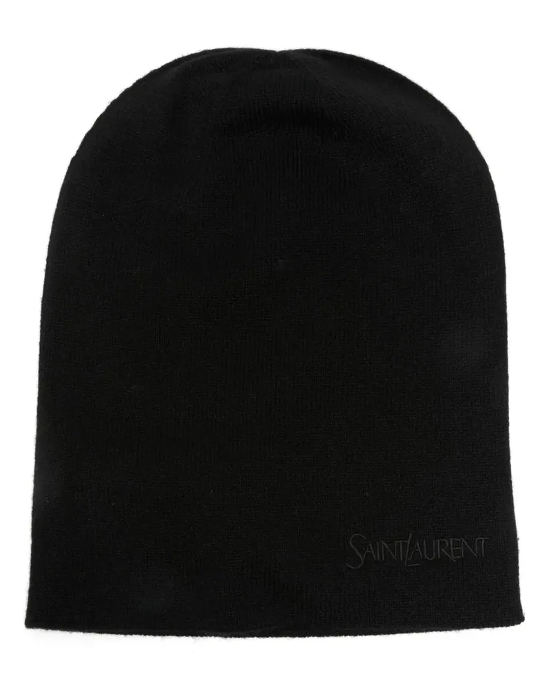 Saint Laurent Beanie mit Logo-Stickerei - Schwarz Schwarz