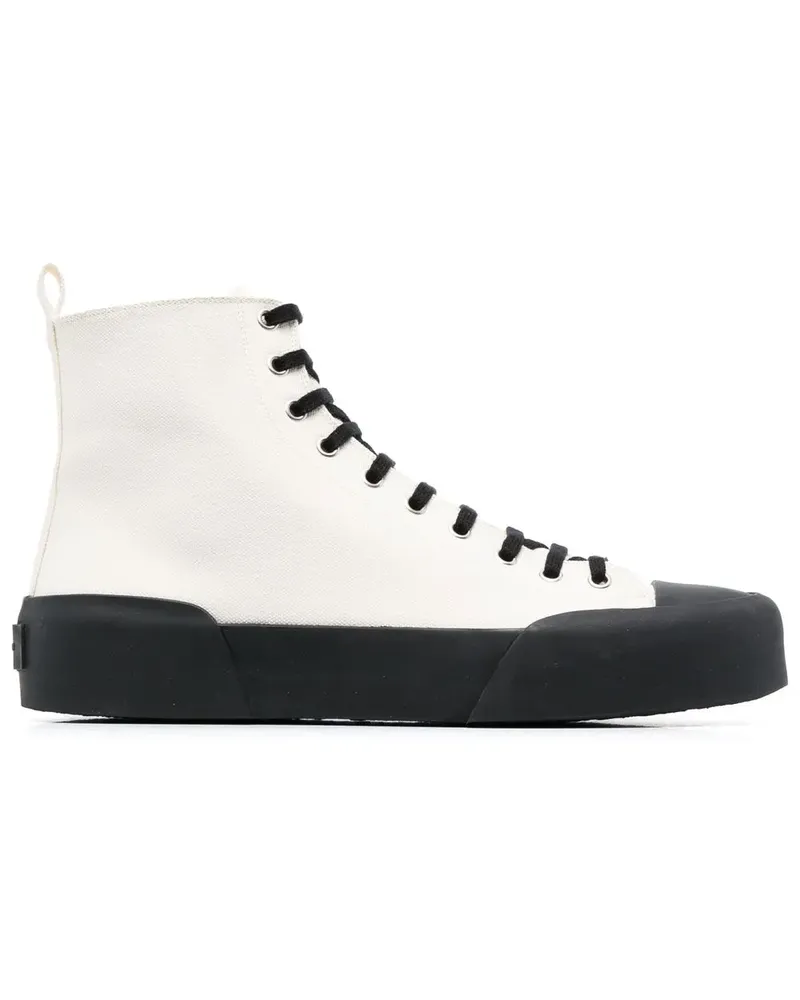 Jil Sander Zweifarbige High-Top-Sneakers - Weiß Weiß