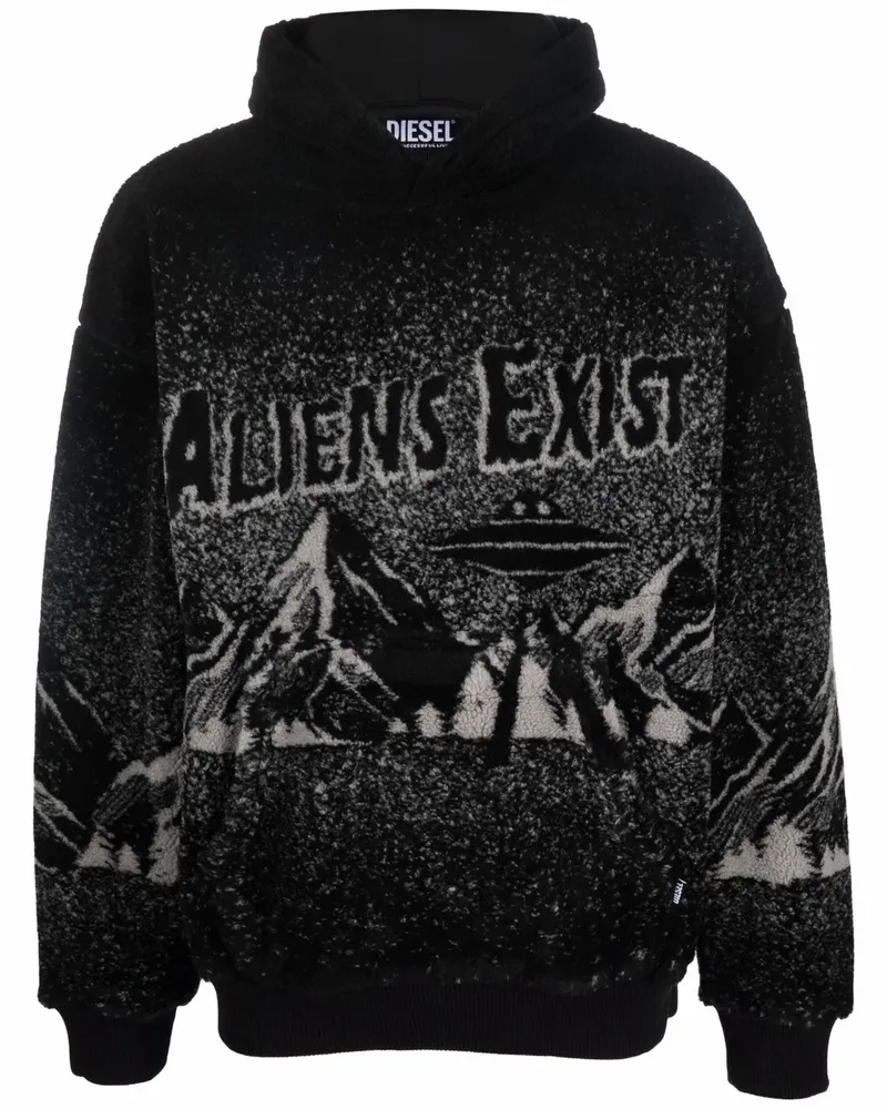 Diesel Hoodie mit grafischem Print - Schwarz Schwarz