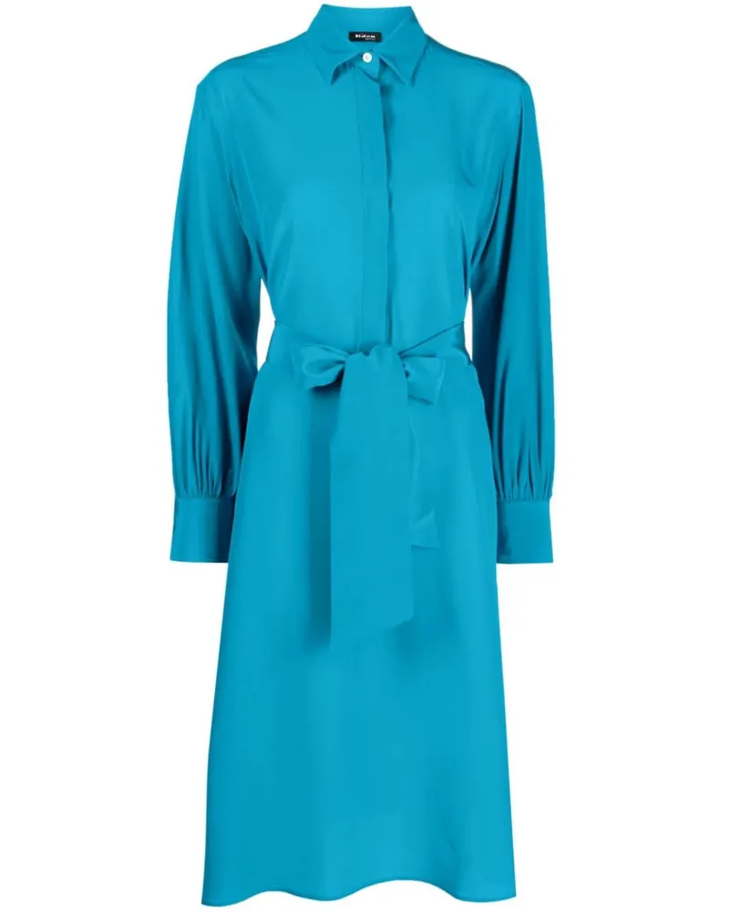 Kiton Minikleid aus Seide mit Schluppe - Blau Blau
