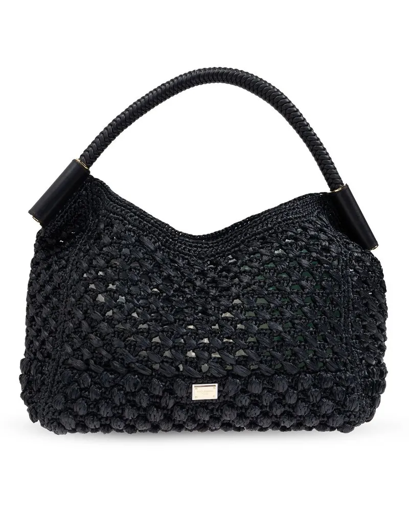 Dolce & Gabbana Handtasche mit Logo-Schild - Schwarz Schwarz