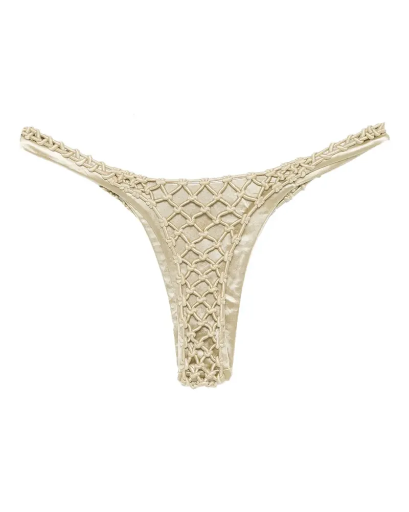 Isa Boulder Corara Makramee-Bikinihöschen - Gold Gold