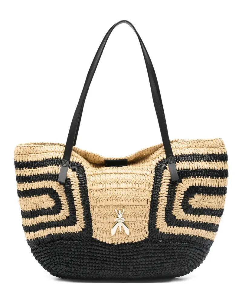 Patrizia Pepe geometric-pattern raffia beach bag - Gelb Gelb