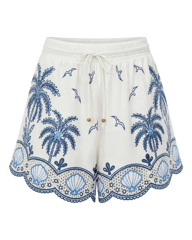 FARM Rio embroidered scalloped shorts - Weiß Weiß