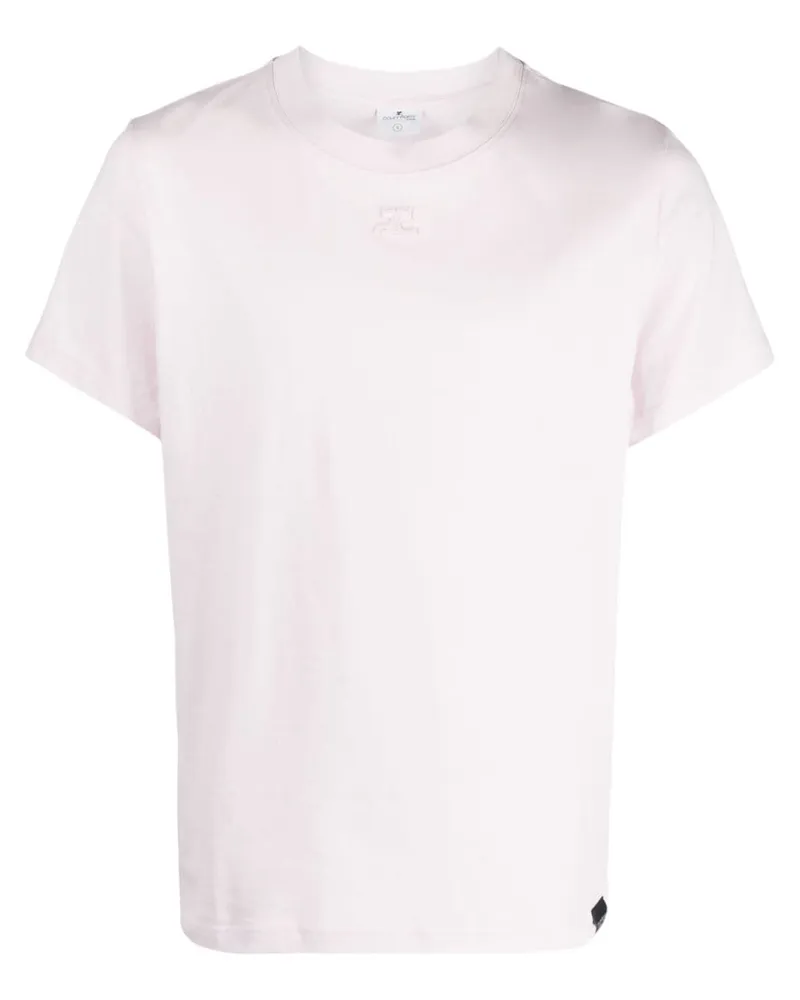 Courrèges T-Shirt mit Logo-Stickerei - Rosa Rosa