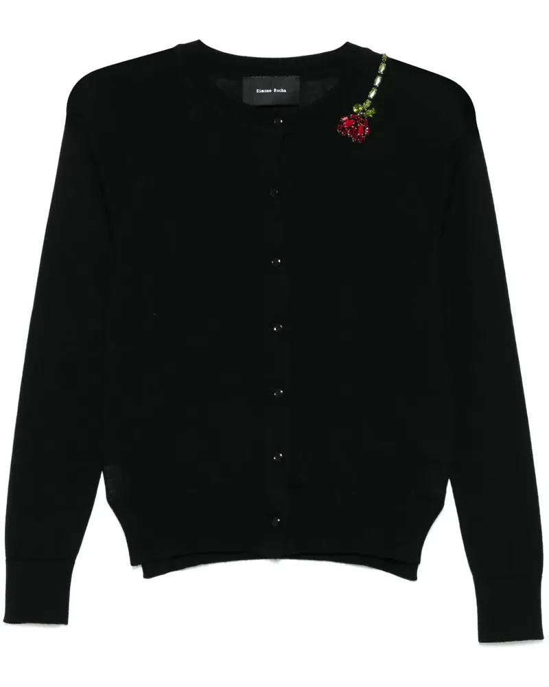 Simone Rocha Cardigan mit Blumenverzierung - Schwarz Schwarz