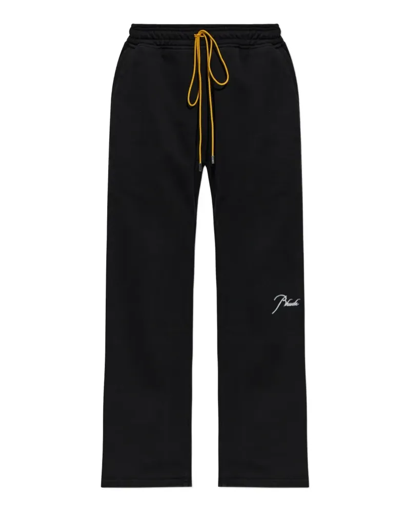 RHUDE Classique logo-embroidered wide-leg track pants - Schwarz Schwarz