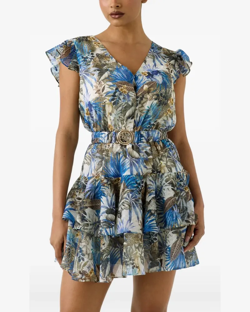 Guess Gestuftes Kleid mit tropischem Print - Blau Blau