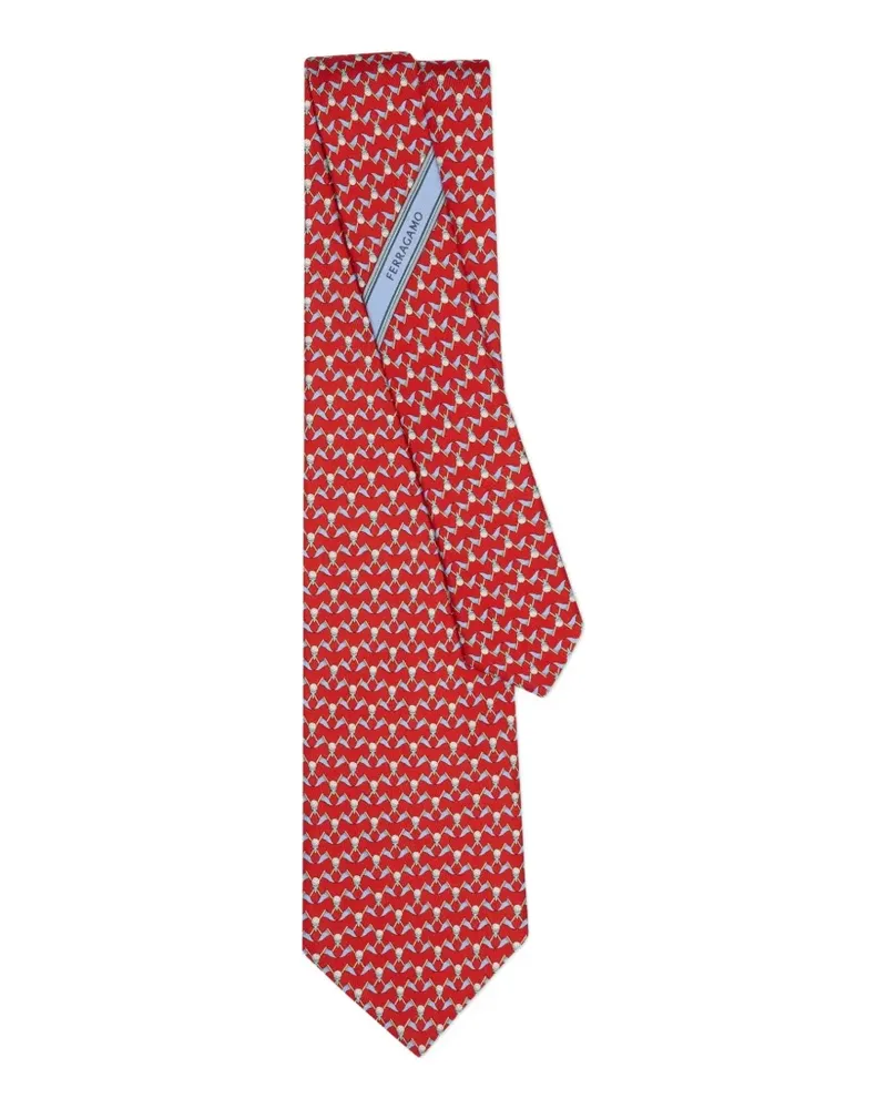 Ferragamo Seidenkrawatte mit Golf-Print - Rot Rot
