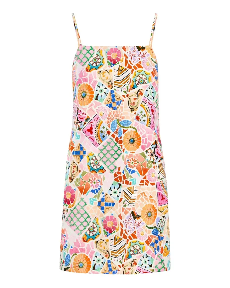 Seafolly Australia Beach Boheme Bandeau printed linen mini dress - Rosa Rosa