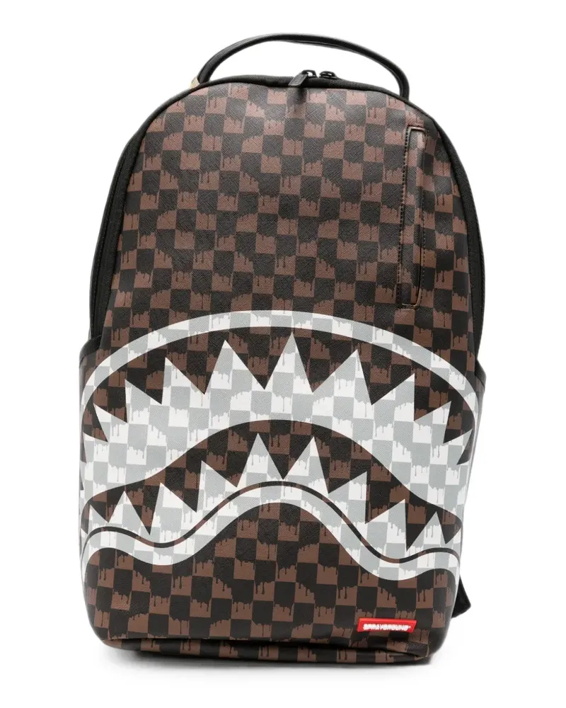 Sprayground Shark Rucksack mit Schachbrettmuster - Braun Braun