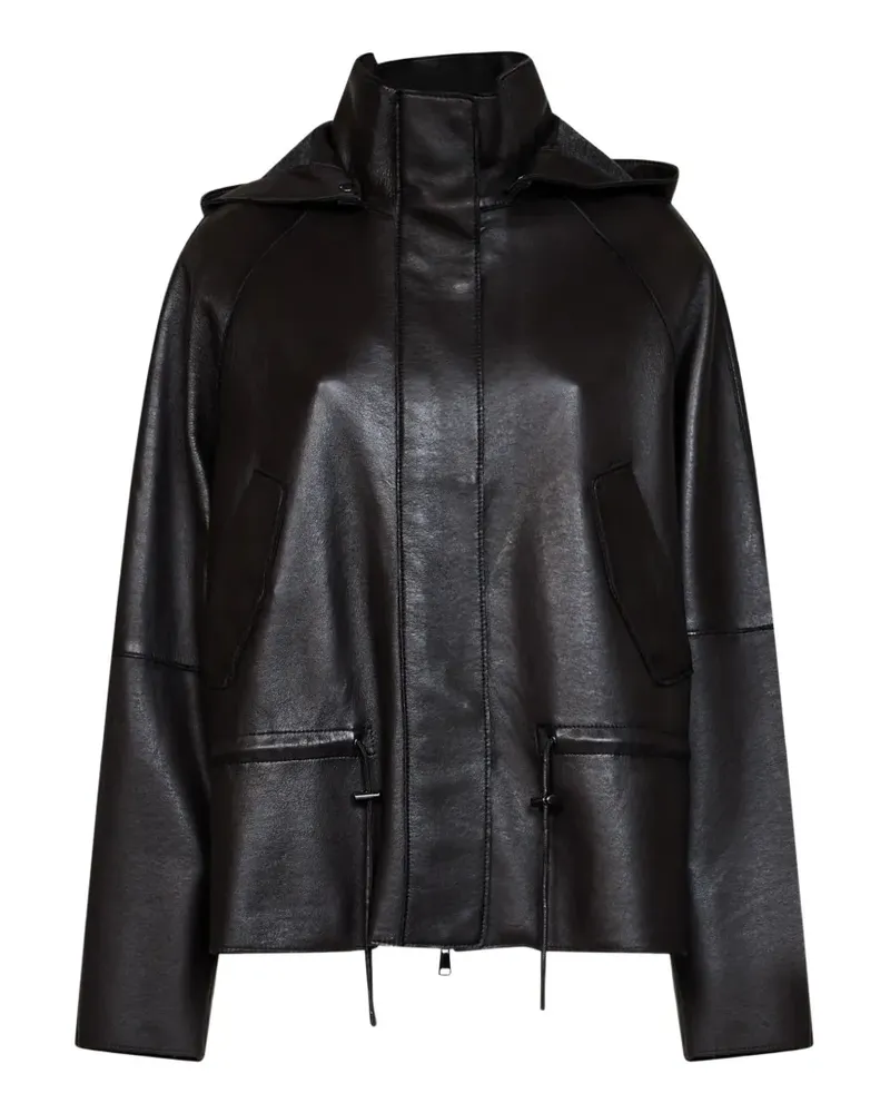 P.A.R.O.S.H. P.A.R.O H. Lederjacke mit Kapuze - Braun Braun